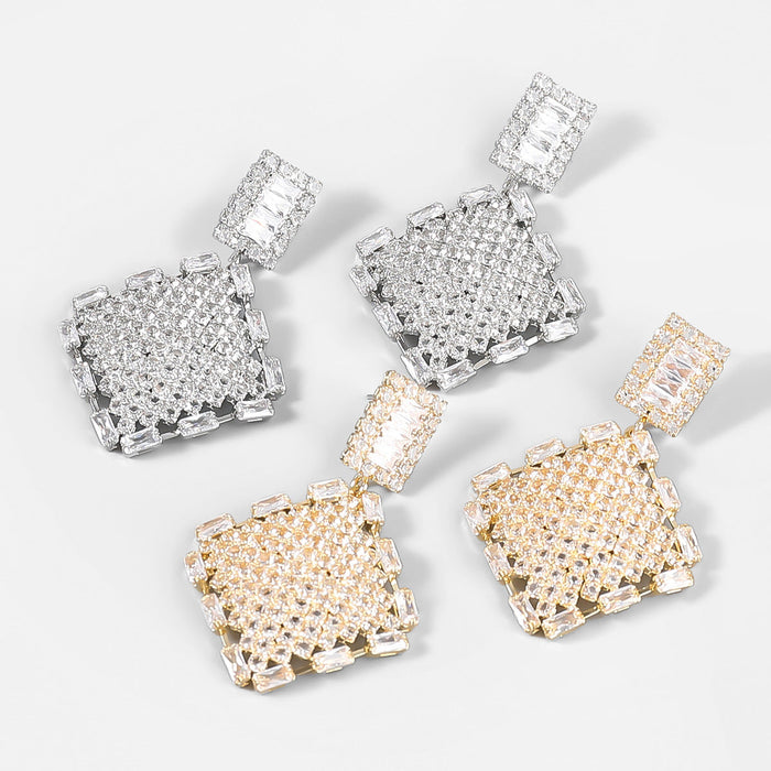 Wholesale alloy rhinestone zircon rhombus earrings JDC-ES-JL862 Earrings 氿乐 Wholesale Jewelry JoyasDeChina Joyas De China