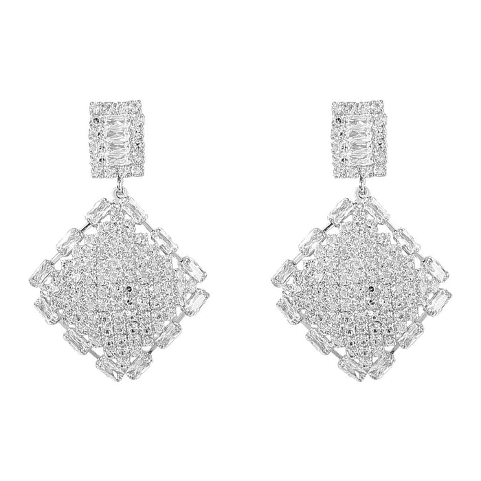 Wholesale alloy rhinestone zircon rhombus earrings JDC-ES-JL862 Earrings 氿乐 silver Wholesale Jewelry JoyasDeChina Joyas De China