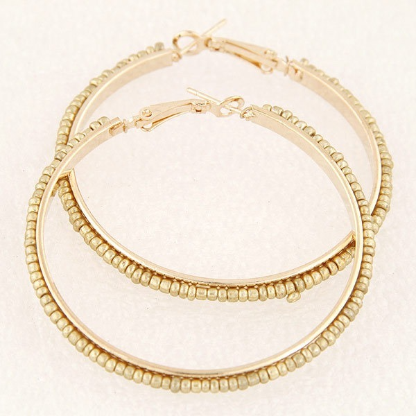 Bulk Jewelry Wholesale alloy rice beads large hoop earrings JDC-ES-wy071 Wholesale factory from China YIWU China