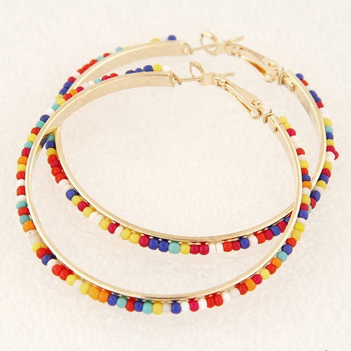 Bulk Jewelry Wholesale alloy rice beads large hoop earrings JDC-ES-wy071 Wholesale factory from China YIWU China