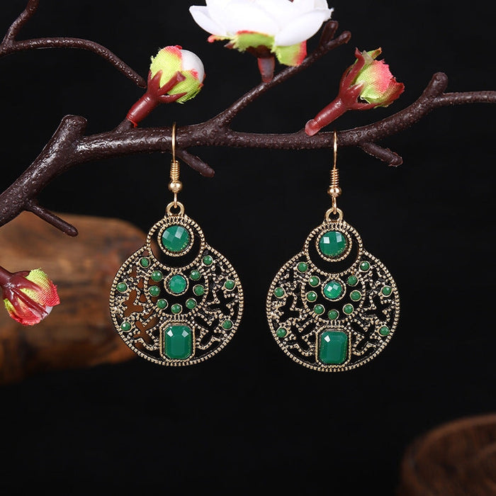 Wholesale Alloy Rice Beads Protein Diamond Earrings JDC-ES-Daiq022 Earrings 黛茜 DC1642-1 green Wholesale Jewelry JoyasDeChina Joyas De China