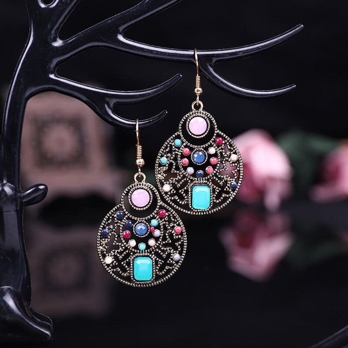 Wholesale Alloy Rice Beads Protein Diamond Earrings JDC-ES-Daiq022 Earrings 黛茜 DC1642-2 mixed color Wholesale Jewelry JoyasDeChina Joyas De China