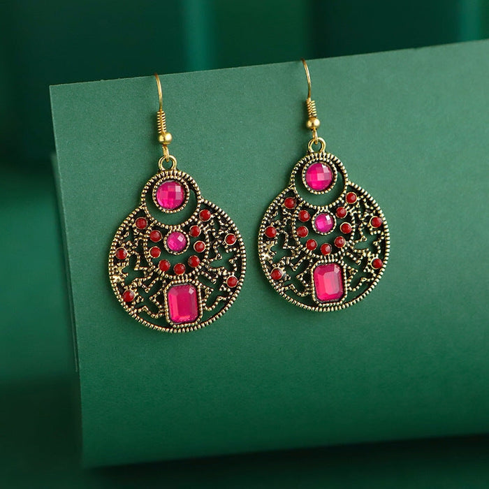 Wholesale Alloy Rice Beads Protein Diamond Earrings JDC-ES-Daiq022 Earrings 黛茜 DC1642-3 red Wholesale Jewelry JoyasDeChina Joyas De China