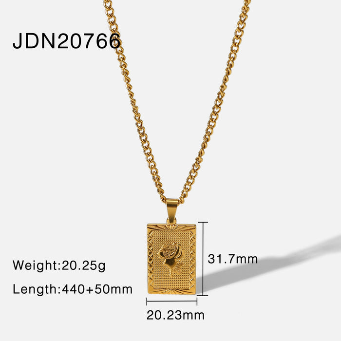 Wholesale alloy rose flower tag necklace JDC-NE-JD347 NECKLACE 杰鼎 JDN20766 Wholesale Jewelry JoyasDeChina Joyas De China