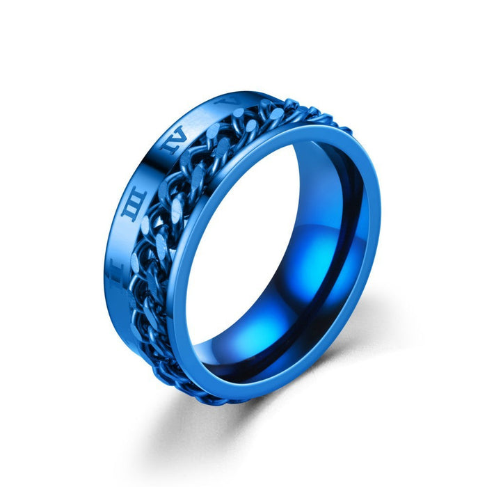 Wholesale alloy rotatable Roman chain ring JDC-RS-TS070 Rings 腾穗 8MMblack No.7 Wholesale Jewelry JoyasDeChina Joyas De China