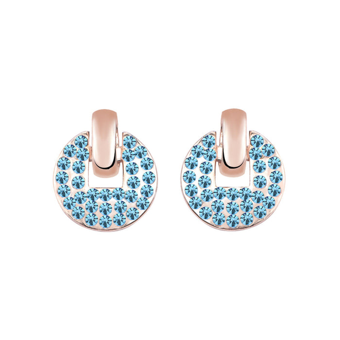 Wholesale alloy round Rhinestone earrings JDC-ES-YinX001 Earrings 伊杏 blue Wholesale Jewelry JoyasDeChina Joyas De China