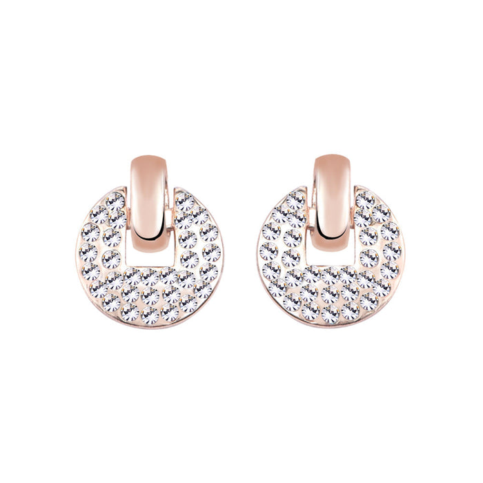 Wholesale alloy round Rhinestone earrings JDC-ES-YinX001 Earrings 伊杏 white Wholesale Jewelry JoyasDeChina Joyas De China