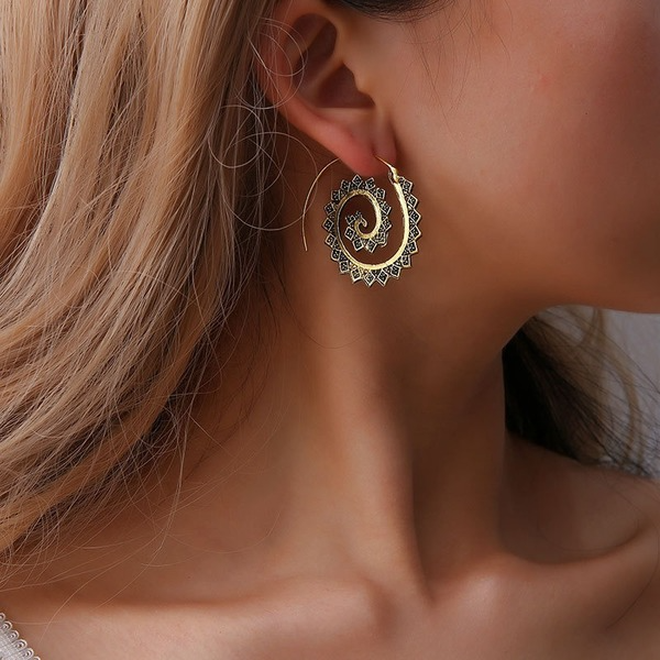 Bulk Jewelry Wholesale alloy round spiral Earrings JDC-ES-MH053 Wholesale factory from China YIWU China