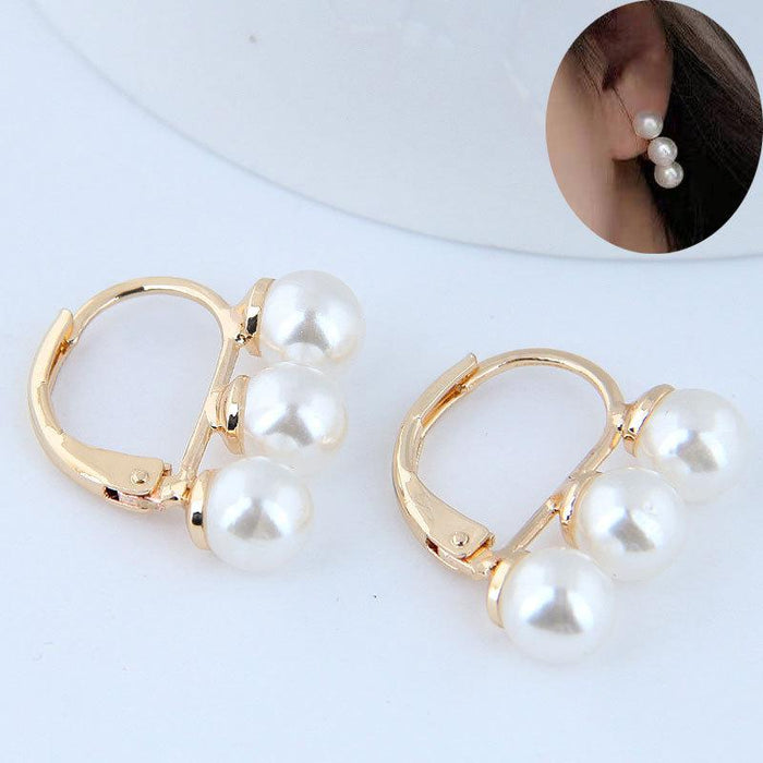 Wholesale alloy semicircle c-shaped pearl earrings JDC-ES-wy044 Earrings JoyasDeChina Silver Pearl 019040522 Wholesale Jewelry JoyasDeChina Joyas De China