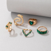 Bulk Jewelry Wholesale alloy serpentine heart emerald set diamond 5 - piece rings JDC-RS-C238 Wholesale factory from China YIWU China
