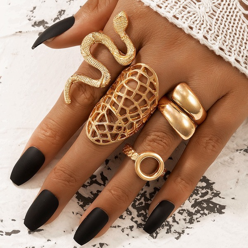 Bulk Jewelry Wholesale alloy serpentine hollow circle ethnic punk 4 piece rings JDC-RS-C233 Wholesale factory from China YIWU China
