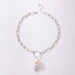 Wholesale alloy silver buckle pearl love necklace JDC-NE-C213 NECKLACE 咏歌 Wholesale Jewelry JoyasDeChina Joyas De China