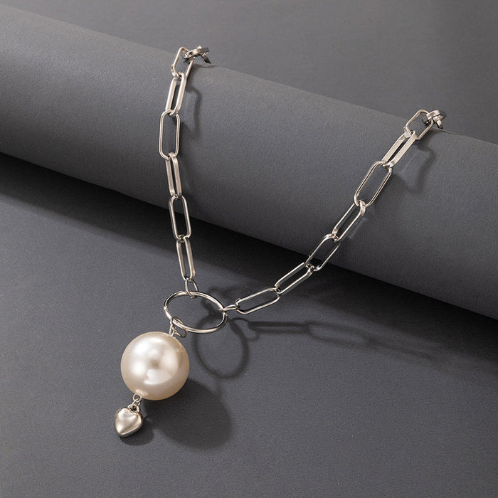 Wholesale alloy silver buckle pearl love necklace JDC-NE-C213 NECKLACE 咏歌 20490 Wholesale Jewelry JoyasDeChina Joyas De China