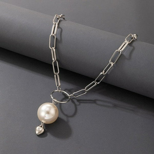 Wholesale alloy silver buckle pearl love necklace JDC-NE-C213 NECKLACE 咏歌 Wholesale Jewelry JoyasDeChina Joyas De China