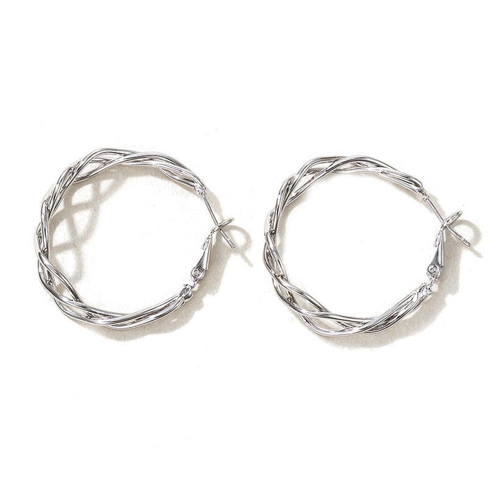 Wholesale Alloy Silver C-shaped Twist Shape Circle Fashion Exaggerated Geometric Earrings JDC-ES-C134 earrings JoyasDeChina 18671 Wholesale Jewelry JoyasDeChina Joyas De China