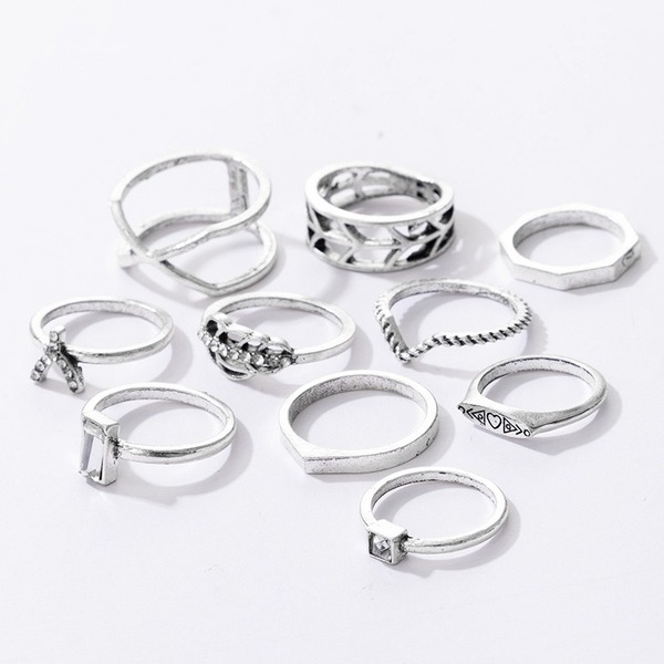 Bulk Jewelry Wholesale Alloy Silver Diamond Leaf Letter Set Ring JDC-RS-C140 Wholesale factory from China YIWU China