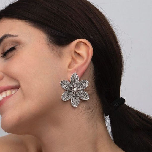 Bulk Jewelry Wholesale alloy silver fashion Flower Leaf Earrings JDC-ES-C104 Wholesale factory from China YIWU China