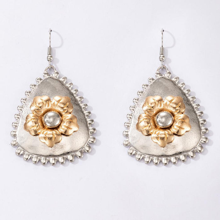 Wholesale Alloy Silver Flower Geometric Earrings JDC-ES-C105 earrings JoyasDeChina 19590 Wholesale Jewelry JoyasDeChina Joyas De China