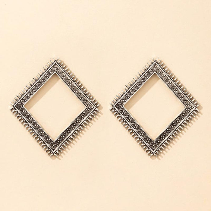 Wholesale Alloy Silver Geometric Rhinestone Square Earrings JDC-ES-C131 earrings JoyasDeChina 18318 Wholesale Jewelry JoyasDeChina Joyas De China