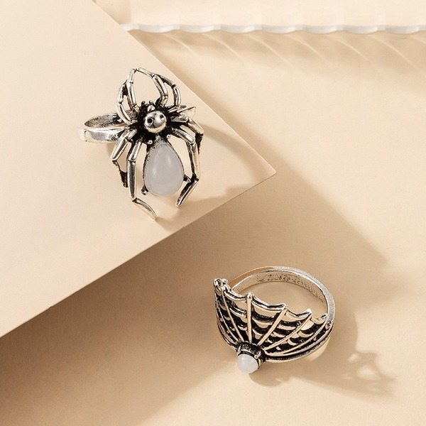 Bulk Jewelry Wholesale Alloy Silver Gothic Punk Spider 2-piece Set Rings for Halloween JDC-RS-C162 Wholesale factory from China YIWU China