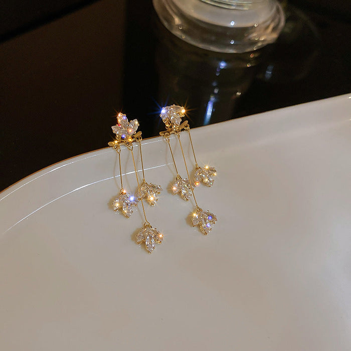 Wholesale alloy Silver Leaf Earrings JDC-ES-BY070 Earrings 宝钰 Golden Wholesale Jewelry JoyasDeChina Joyas De China