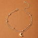 Wholesale alloy silver moon double layer anklet JDC-AS-C113 Anklet 咏歌 14492gold Wholesale Jewelry JoyasDeChina Joyas De China