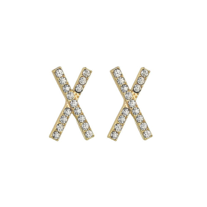Bulk Jewelry Wholesale alloy silver needle full drill Cross Earrings JDC-ES-bq035 Wholesale factory from China YIWU China