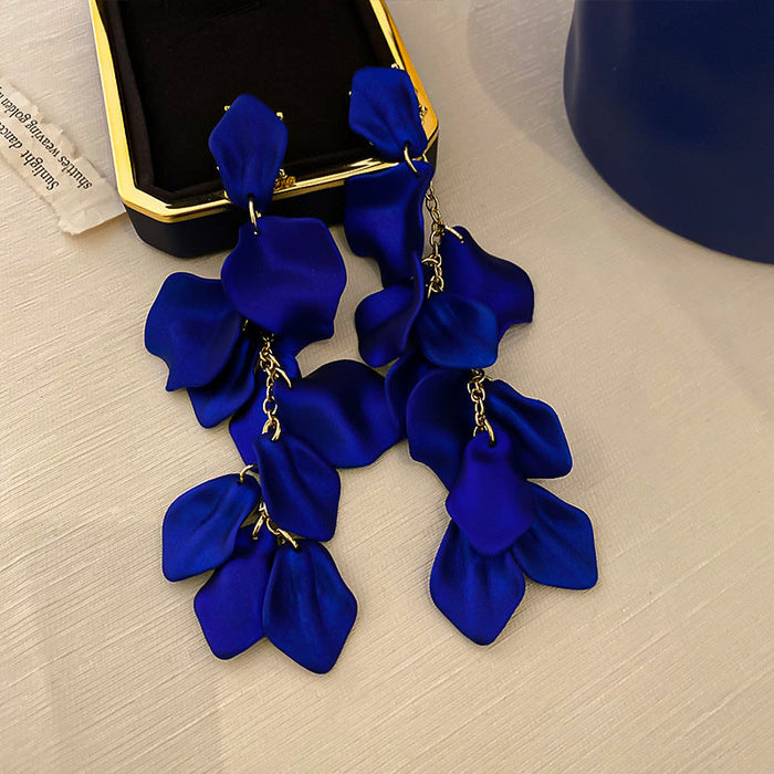 Wholesale Alloy Silver Needle Klein Blue Tassel Earrings JDC-ES-BY158 Earrings 宝钰 1 Wholesale Jewelry JoyasDeChina Joyas De China