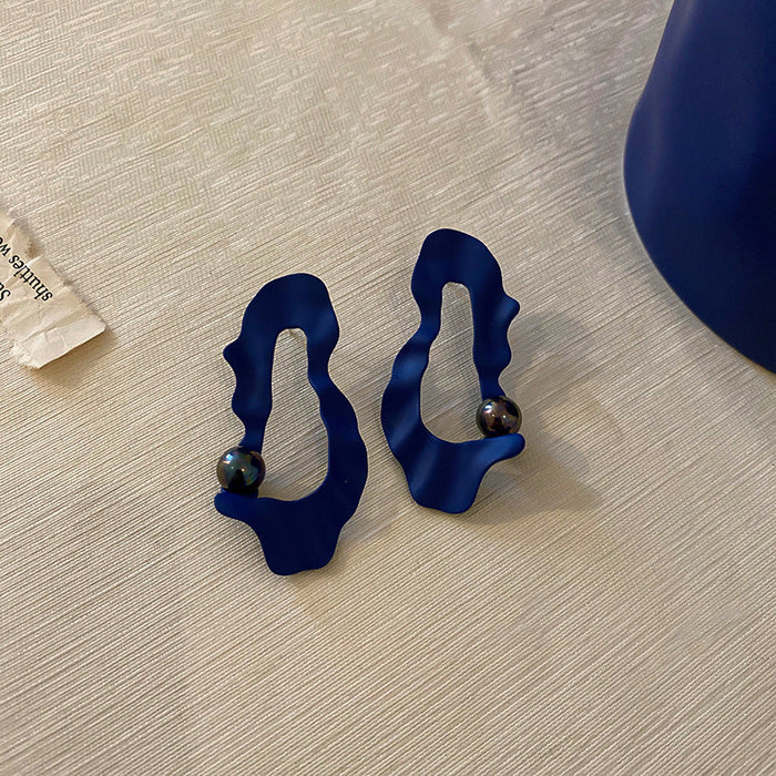 Wholesale Alloy Silver Needle Klein Blue Tassel Earrings JDC-ES-BY158 Earrings 宝钰 3 Wholesale Jewelry JoyasDeChina Joyas De China