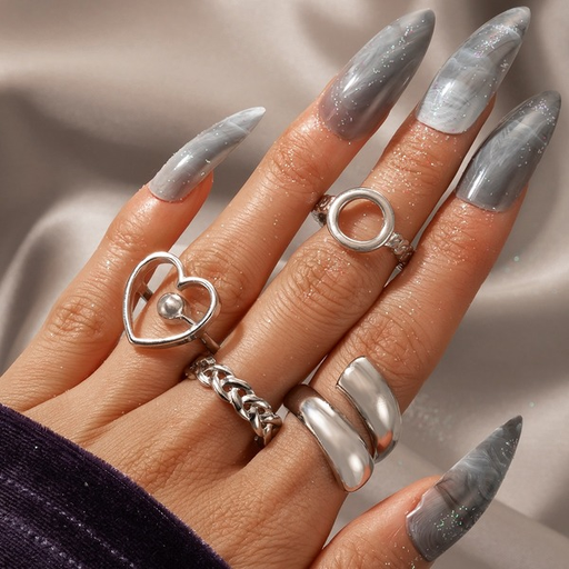 Bulk Jewelry Wholesale Alloy Silver Personality Love Circle Geometric Opening Ring  JDC-RS-C142 Wholesale factory from China YIWU China