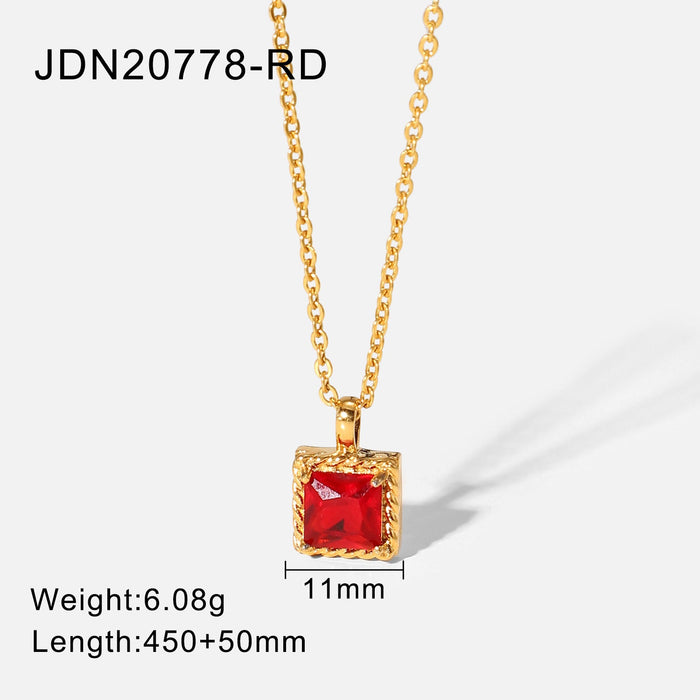 Wholesale alloy small square Rhinestone pendant necklace JDC-NE-JD351 NECKLACE 杰鼎 JDN20778-RD Wholesale Jewelry JoyasDeChina Joyas De China