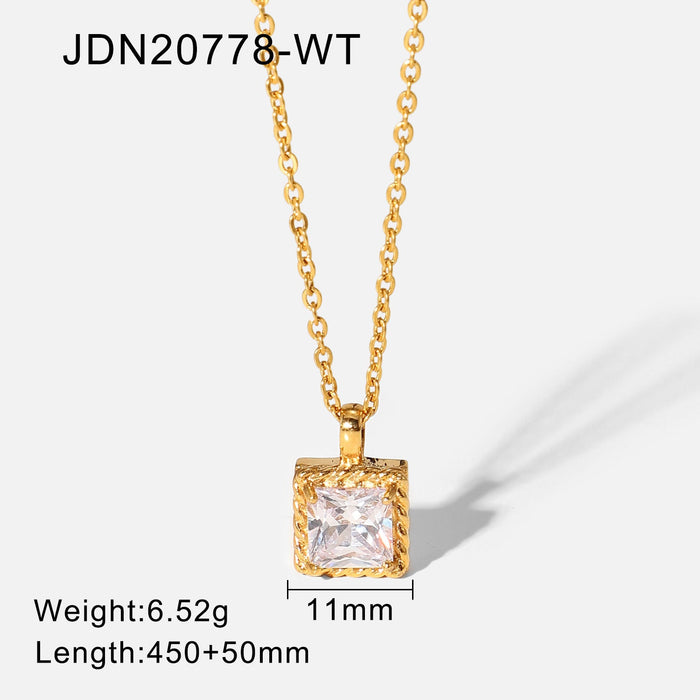 Wholesale alloy small square Rhinestone pendant necklace JDC-NE-JD351 NECKLACE 杰鼎 JDN20778-WT Wholesale Jewelry JoyasDeChina Joyas De China