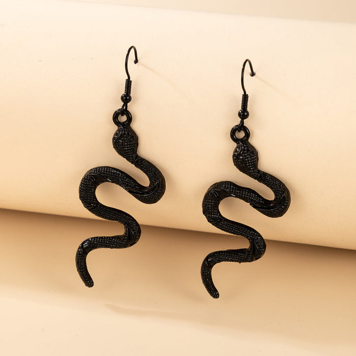 Wholesale Alloy Snake Shape Earrings JDC-ES-MoMing001 Earrings 陌茗 17637black Wholesale Jewelry JoyasDeChina Joyas De China