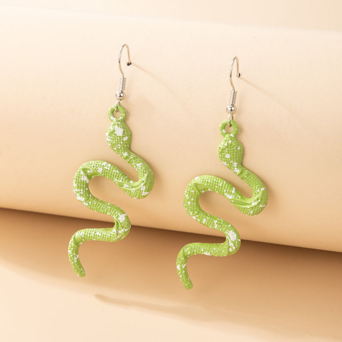 Wholesale Alloy Snake Shape Earrings JDC-ES-MoMing001 Earrings 陌茗 17637green Wholesale Jewelry JoyasDeChina Joyas De China