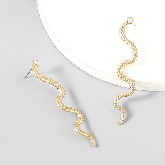 Wholesale alloy snake-shaped long earrings JDC-ES-JL694colored rhinestones Earrings ?鹄? With diamonds Wholesale Jewelry JoyasDeChina Joyas De China
