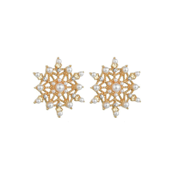 Bulk Jewelry Wholesale alloy snowflake pearl Earrings JDC-ES-bq117 Wholesale factory from China YIWU China