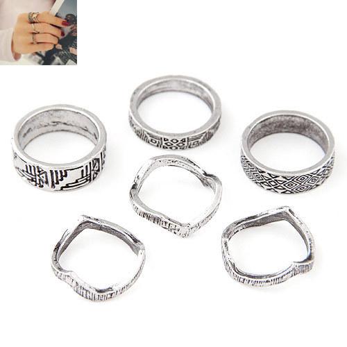 Bulk Jewelry Wholesale alloy spiral combination set of six rings JDC-RS-wy066 Wholesale factory from China YIWU China