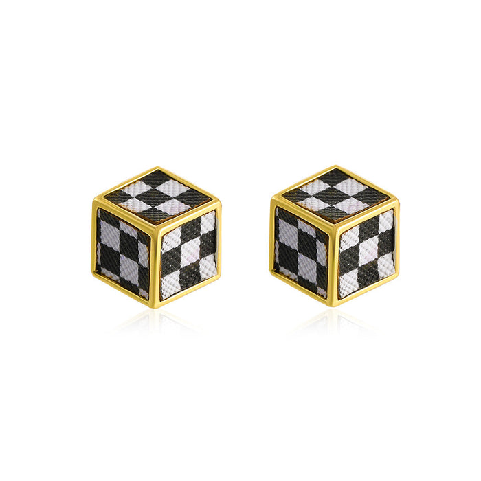 Wholesale Alloy Square Checkerboard Earrings JDC-ES-A067 Earrings 妙雅 G-608 Wholesale Jewelry JoyasDeChina Joyas De China