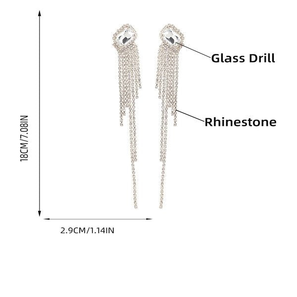 Wholesale Alloy Square Glass Diamond Tassel Earrings JDC-ES-JL-003 Earrings ?鹄? Wholesale Jewelry JoyasDeChina Joyas De China