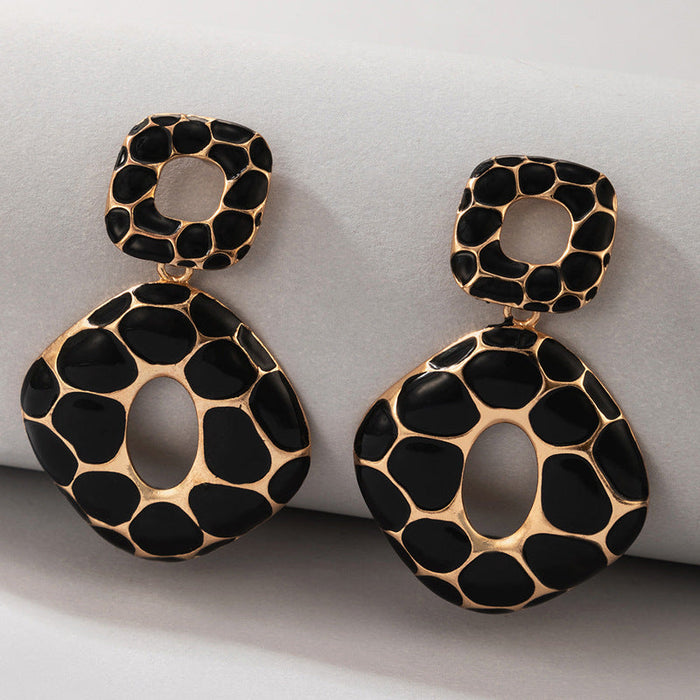 Wholesale alloy square leopard geometric earrings JDC-ES-C460 Earrings 咏歌 20373-black Wholesale Jewelry JoyasDeChina Joyas De China