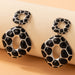Wholesale alloy square leopard geometric earrings JDC-ES-C460 Earrings 咏歌 20373-silver black Wholesale Jewelry JoyasDeChina Joyas De China