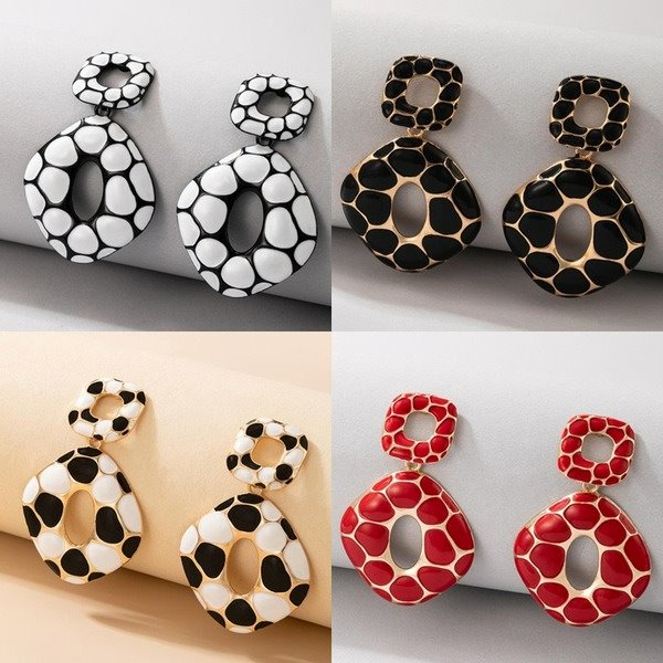 Wholesale alloy square leopard geometric earrings JDC-ES-C460 Earrings 咏歌 Wholesale Jewelry JoyasDeChina Joyas De China