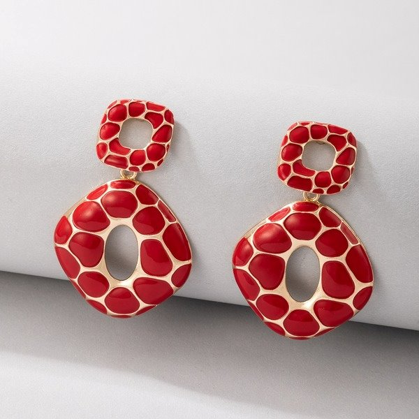 Wholesale alloy square leopard geometric earrings JDC-ES-C460 Earrings 咏歌 Wholesale Jewelry JoyasDeChina Joyas De China