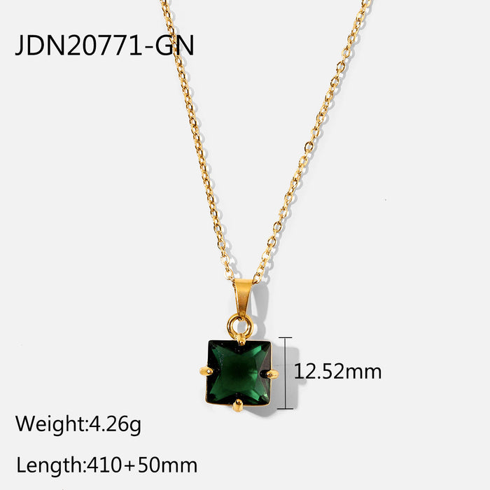 Wholesale alloy square zirconium necklace JDC-NE-JD340 NECKLACE 杰鼎 JDN20771-GN Wholesale Jewelry JoyasDeChina Joyas De China