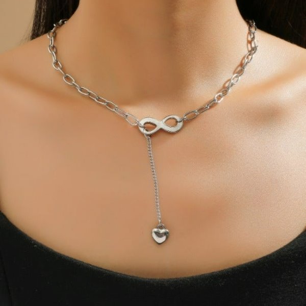 Wholesale alloy stacking double layer necklace JDC-NE-MiMeng004 NECKLACE 米萌 1 Wholesale Jewelry JoyasDeChina Joyas De China