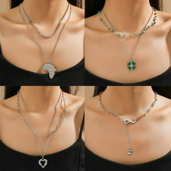 Wholesale alloy stacking double layer necklace JDC-NE-MiMeng004 NECKLACE 米萌 Wholesale Jewelry JoyasDeChina Joyas De China