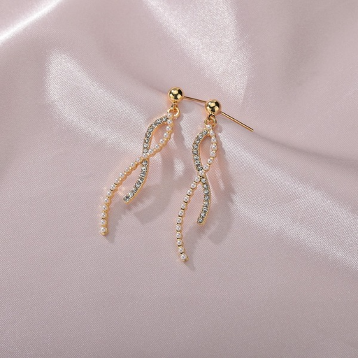 Bulk Jewelry Wholesale alloy staggered rotating diamond pearl earrings JDC-ES-bq033 Wholesale factory from China YIWU China