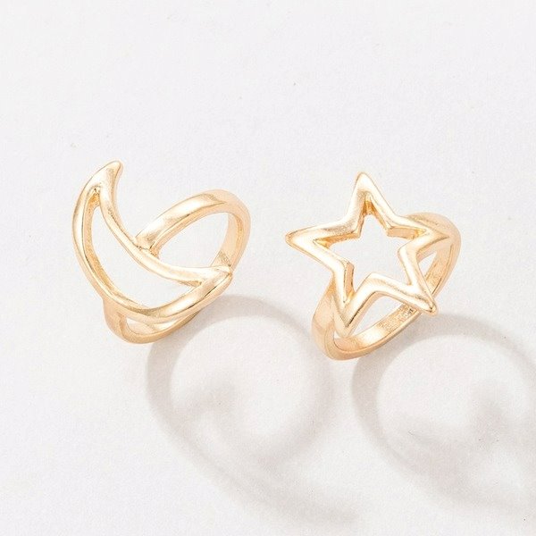 Wholesale alloy star and moon hollow ring two-piece set JDC-RS-C347 Rings 咏歌 Wholesale Jewelry JoyasDeChina Joyas De China