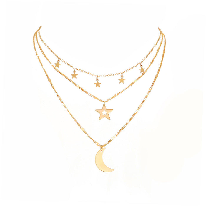 Wholesale Alloy Star Moon Necklace JDC-NE-NM058 NECKLACE 诺铭 Alloy Wholesale Jewelry JoyasDeChina Joyas De China