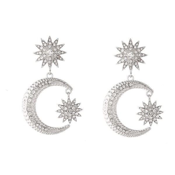 Bulk Jewelry Wholesale alloy star moon with diamond earrings JDC-ES-YN010 Wholesale factory from China YIWU China
